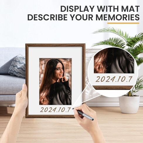 11x14 Picture Frame Set of 5, Display Pictures 8x10 with Mat or 11x14 Without Mat 11 by 14 Photo Frames Wall and Tabletop Display, Walnut Woodgrain in Saudi Arabia