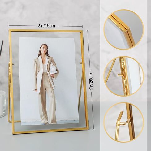 Gold Floating Frame Set of 2, Gold 8x10 Picture Frames Fit for Multi Size 7x9, 5x7, 4x6 Photos, Tempered Glass Floating Picture Frame for Tabletop Display in Kuwait