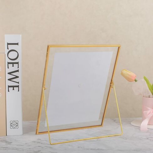 Gold Floating Frame Set of 2, Gold 8x10 Picture Frames Fit for Multi Size 7x9, 5x7, 4x6 Photos, Tempered Glass Floating Picture Frame for Tabletop Display in Kuwait