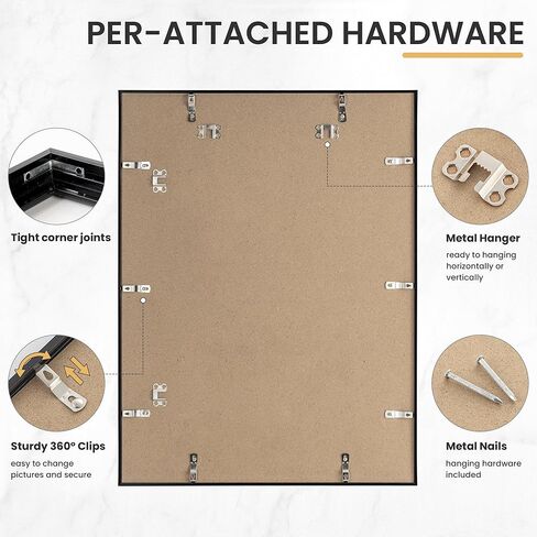 11x14 Picture Frame Set of 5, Display Pictures 8x10 with Mat or 11x14 Without Mat 11 by 14 Photo Frames Wall and Tabletop Display, Walnut Woodgrain in Kuwait