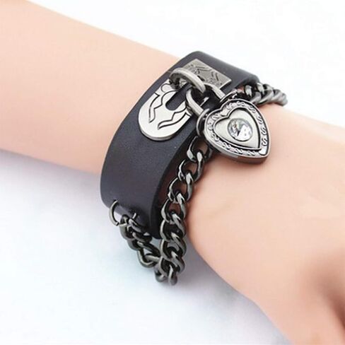 NEWITIN 12 Pieces PU Leather Bracelet Punk Bracelet Adjustable Goth Cuff Bracelet Gothic Rivet Buckle Wristband for Men Women in Kuwait