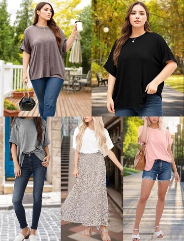 Buauty Womens Oversized Short Sleeve Tshirt, Plus Size Tops Loose Basic Crew Neck Tee, Summer Business Casual Top 2024 Trendy in Saudi Arabia