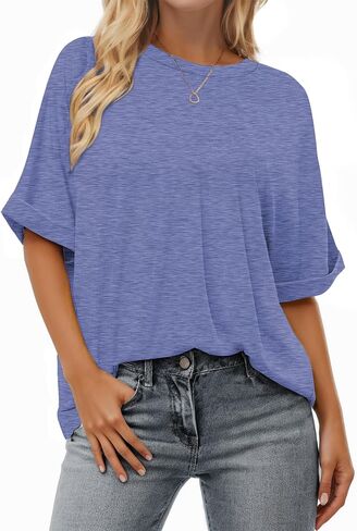 Buauty Womens Oversized Short Sleeve Tshirt, Plus Size Tops Loose Basic Crew Neck Tee, Summer Business Casual Top 2024 Trendy in Saudi Arabia