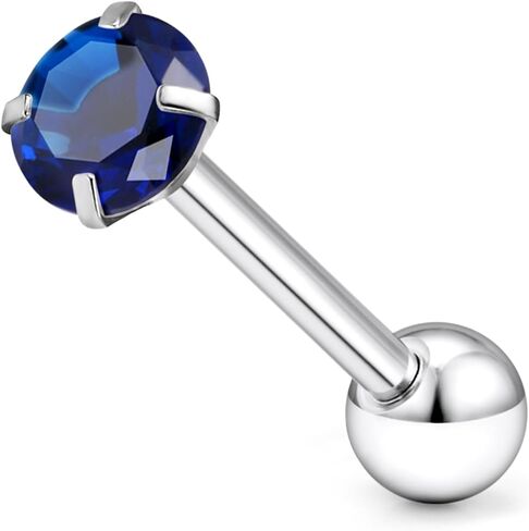 14G ASTM F136 Titanium Tongue Rings Shiny CZ Tongue Piercing Jewelry G23 Solid Titanium Internally Threaded 16MM Tongue Rings Piercing Barbell Jewelry for Women Men 14 Gauge in Kuwait