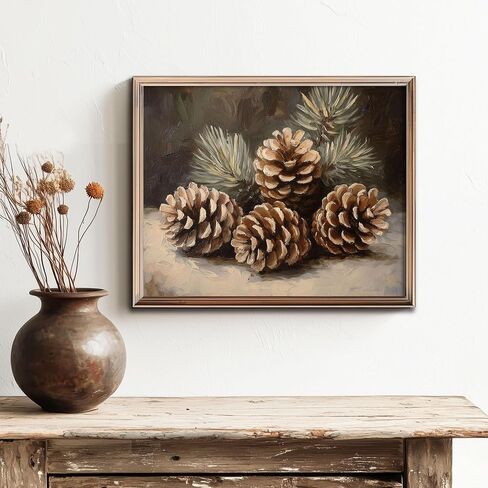 Christmas Decor Vintage Christmas Pinecone Decor Christmas Wall Art Pinecone Holiday Decor Winter Art Nature Wall Art Still Life Rustic Unframed (11x14 inches Print) in Saudi Arabia
