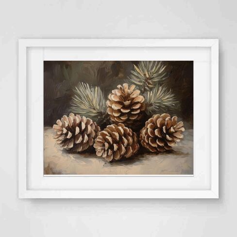 Christmas Decor Vintage Christmas Pinecone Decor Christmas Wall Art Pinecone Holiday Decor Winter Art Nature Wall Art Still Life Rustic Unframed (11x14 inches Print) in Saudi Arabia