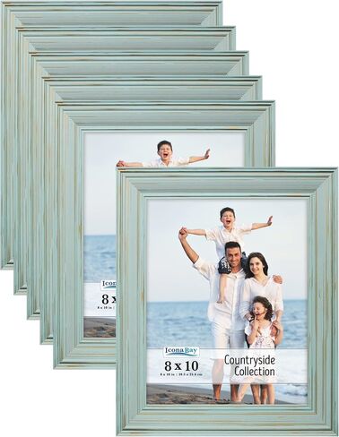Icona Bay 8x10 Picture Frames (Eggshell Blue, 6 Pack), French Country Style Picture Frame Set, Wall Mount or Table Top, Countryside Collection in Kuwait