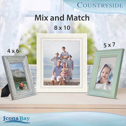 Icona Bay 8x10 Picture Frames (Eggshell Blue, 6 Pack), French Country Style Picture Frame Set, Wall Mount or Table Top, Countryside Collection in Kuwait