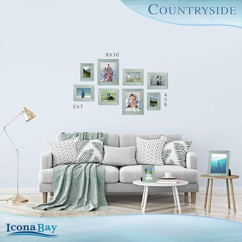 Icona Bay 8x10 Picture Frames (Eggshell Blue, 6 Pack), French Country Style Picture Frame Set, Wall Mount or Table Top, Countryside Collection in Kuwait