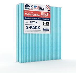 BNX TruFilter C7079 Cabin Air Filter, HEPA 99.97%, Compatible With Nissan Altima, Maxima, Murano, Pathfinder; Infiniti JX35, Q60, QX60 (2-pack)