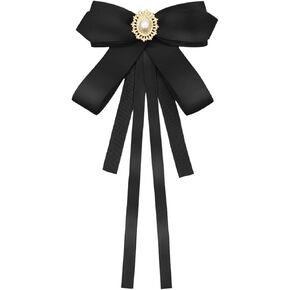 Womens Bow Ties, Clip on Bow Ties Pre Tied Bowtie for Women Girls Ribbon Rhinestone Bow Tie for Shirt Uniform Wedding