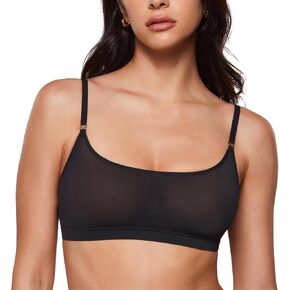 سترة INLYRIC النسائية الشفافة Cosnufy - شبكة Cami غير مبطنة بدون حشوة شفافة من خلال Wirefree Bralettes Pullover