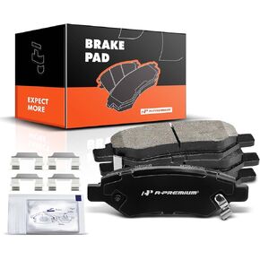A-Premium Rear Ceramic Disc Brake Pads Set Compatible with Select Cadillac, Chevy and Saab Models - CTS 2008-2014, SRX 2010-2016, Camaro 2010-2015, 9-4X 2011, with Hardware, 4 Pcs