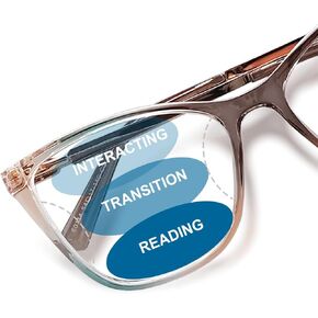 Progressive Multifocus Reading Glasses for Women MenNo Line Bifocal Transition Readers with Metal Temple