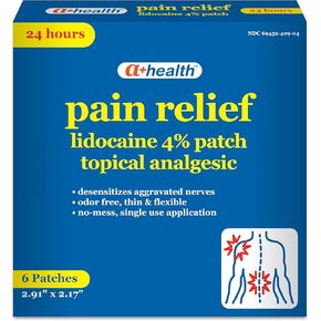 Lidocaine Patch, 24-Hour Pain Relief, 4% Lidocaine, Made in USA, 6 Count