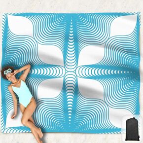 Hiwoss Sand Proof Beach Blanket,Waterproof Sand Free Beach Mat Large 71"x 60"with Corner Pockets,Portable Mesh Bag for Beach Music Festival,Picnic and Outdoor Camping,Tropical Green and Yellow