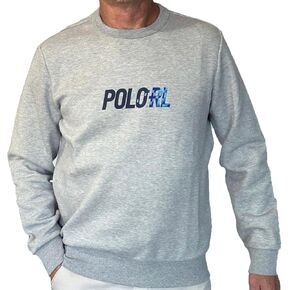 POLO RALPH LAUREN Men's Double Knit Crewneck Sweatshirt Digi Font POLO RL Logo (as1, alpha, m, regular, regular, Heather Grey)