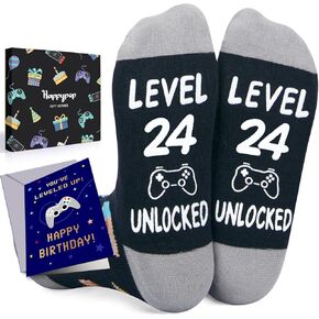 HAPPYPOP 24th Birthday Gifts Socks Ideas - Socks for 24 Year Olds Women Men, Best Gifts for 24 Year Olds, 24th Birthday Socks With Greeting Card