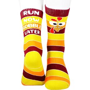 Grace Yonks Run Now Gobble Later Socks,Thanksgiving turkey socks,Thanksgiving Day Socks Gifts,Funny Thanksgiving Socks For Men & Women,1 Pair. (232)