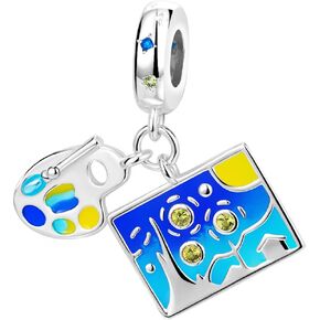 925 Sterling Silver Charms For Bracelets And Necklaces Van Gogh Starry Sky Lucky Dangle Pendants Rhinestone Pandora Beads Jewelry Gift for Women