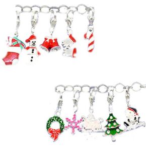 Sexy Sparkles Five Random Christmas Clip-On Charms with Lobster Clasp – European Charm Jewelry Compatible, Great for Key Chains, Zippers, Bracelets, and Holiday Gifts