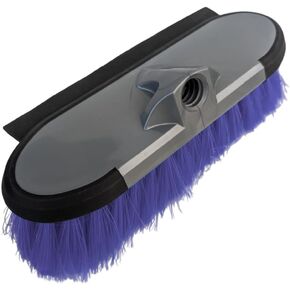 TERAVAN 10" 2 in 1 Water Flow Through Scrub Brush, Car Wash Brush with Built-in Squeegee- Soft Bristle Cleaning Brush for Cars, RVs, Boats, Solar Panels, Patio, Siding, Decks and Windows