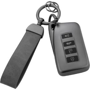 White Key Fob Cover with Leather Keychain for Lexus ES300h 350 GS350 450h IS200t 300 350