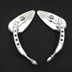 XKMT-Chrome Skull Side Mirrors Compatible With 1984 and up Harley Davidson Touring Street Glide Road Glide Special Electra Glide Ultra Classic Ultra Limited [B01J3CMT9A]