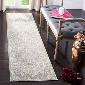 SAFAVIEH Brentwood Collection 2' x 6' Grey / Cream BNT816B Oriental Medallion Non-Shedding Living Room Entryway Foyer Hallway Bedroom Runner Rug