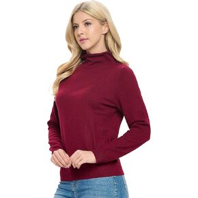 Women's 100% Cashmere Soft Long Sleeve Mock Neck Sweater