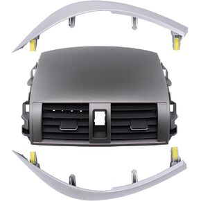 MOTOKU Set of 3 Center Central Dashboard A/C Outlet Air Vent Panel Bezel with Upper Side Left and Right Navigation Panel Frame Moulding Strip Trim for Toyota Corolla 2008-2013