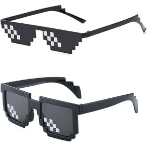2 Pack Thug Life Party Sunglasses,Pixel Mosaic Glasses for Halloween Decor, Photo Props,Costume Accessories and Daily Dress Up