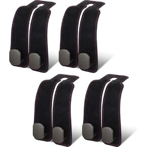 4 Pieces Car Headrest Hooks, Car Seat Back Storage Hook, Car Headrest Double Hooks for Purses and Bags Wallet Hooks, Multipurpose Leather Hooks for Car Organizer Grocery