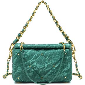 myfriday Small Quilted Crossbody Bags for Women Luxury PU Trendy Designer Shoulder Handbag Purse with 2 Chain Strap