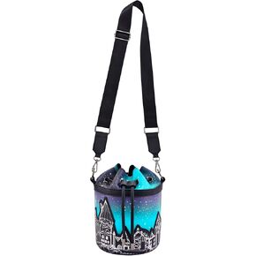 Harry Potter Bucket Bag, Hogwarts Castle Mini Handbag with Adjustable Crossbody Shoulder Strap, Black
