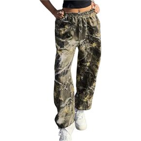 Women's Y2k Camo Sweatpants Elastic Waist Sweatpants Camouflage Casual Track Pants Jogger Pants