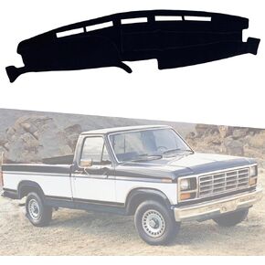Black Dash Cover Compatible with Ford F150 F250 F350 Pickup Truck 1992 1993 1994 1995 1996 Dashboard Mat Protector Cover Sunshade Mesh Custom Center Console Cover Dash Mat Pad Carpet (Black Trim)
