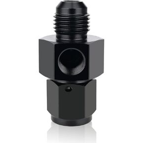 8AN Male Flare to 8AN Female Swivel with 1/8" NPT Gauge Port Pressur Take Off Fitting Adapter Aluminum Fuel Pressure Take Off Fitting(Black Anodized)