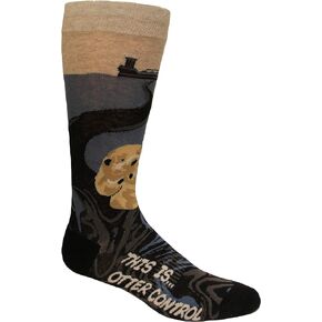 K. Bell Men's This Is Otter Control Crew Socks 1 Pair, Grey Heather, Men's 10-13 Shoe