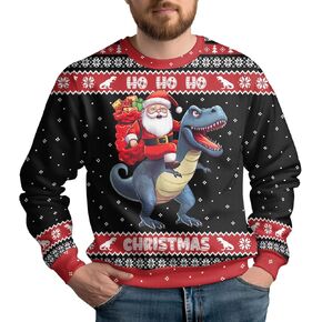 Unisex Animal Print Ugly Sweater, Xmas Pullover Sweatshirt for Animal Lovers