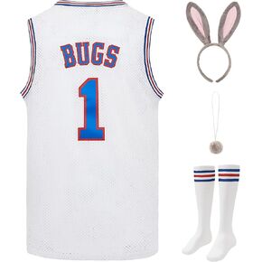 Mens #1 Bugs and Lola #10 Jerseys Couple Halloween Costumes Sets Space Basketball Jersey