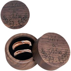 molchagar Double Ring Box for Wedding Ceremony,Handmade Engraved Mr & Mrs Wooden Ring holder for Engagement Proposal,Wedding Keepsake Gift (it was always you)