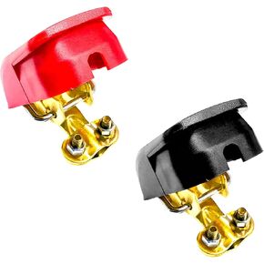 Quick Release Connectors Battery Terminal Clamp, Quick Disconnect Top Post Terminal Clamps with Cover, Positive Negative Lifting Battery Terminal Clamp Connector for Vehicles (Pure Copper)