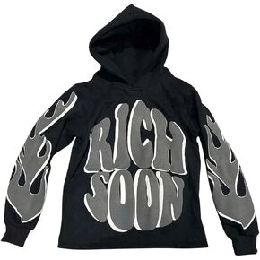 SHENHE Men's Y2k Graphic Print Aesthetic Streetwear Loose Long Sleeve Hoodie Pullover Sweatshirt