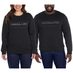 Kirkland Signature Unisex Logo Crewneck Sweater Fleece (Black, XXL (Men), XXXL (Ladies))
