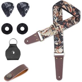 lizimandu Adjustable Guitar Strap Includes 2 Strap Locks & 4 Matching Picks