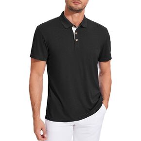 Polo Shirts for Men Basic Short Sleeve Shirt Button Solid Color Casual Tees Golf Stylish Tops