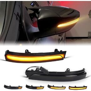 Dynamic Turn Signal Light Sequential Compatible With VW Jetta MK6 SE 2011 2012 2013 2014 2015 2016 2017 2018, Smoked Lens LED Side Mirror Marker