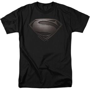 Popfunk Classic Superman Man of Steel Movie Gray Shield Black T Shirt