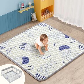 47x47 Baby Play Mat for Playpen - Soft & Thick Play Mat for Baby - Non-Slip Safe Baby Crawling Mats for Floor - Foldable Cushion Play Mat for Babies Toddlers Machine Washable for Easy Care